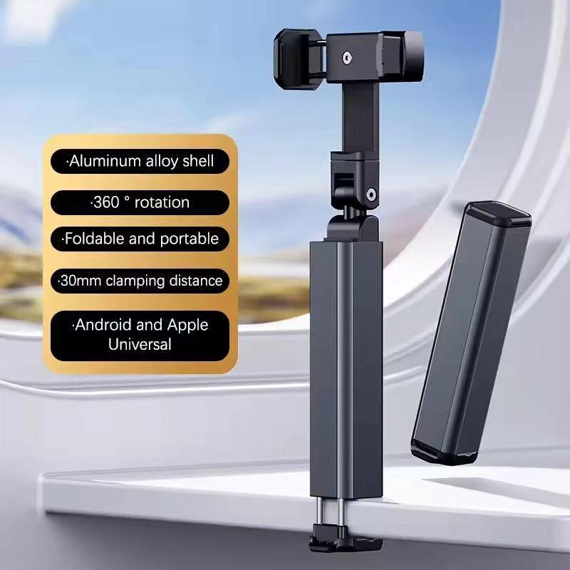 Phone Holder Fold Portable Travel Stand Desk Flight Foldable Adjustable Rotatable Selfie Holding Train Seat Stand